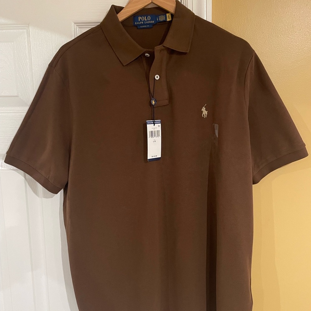Polo by Ralph Lauren Men's Dark Brown Polo Shirt